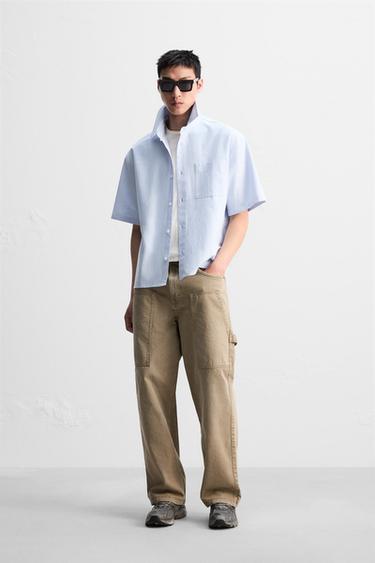 TEXTURED OXFORD SHIRT - Light sky blue by Zara