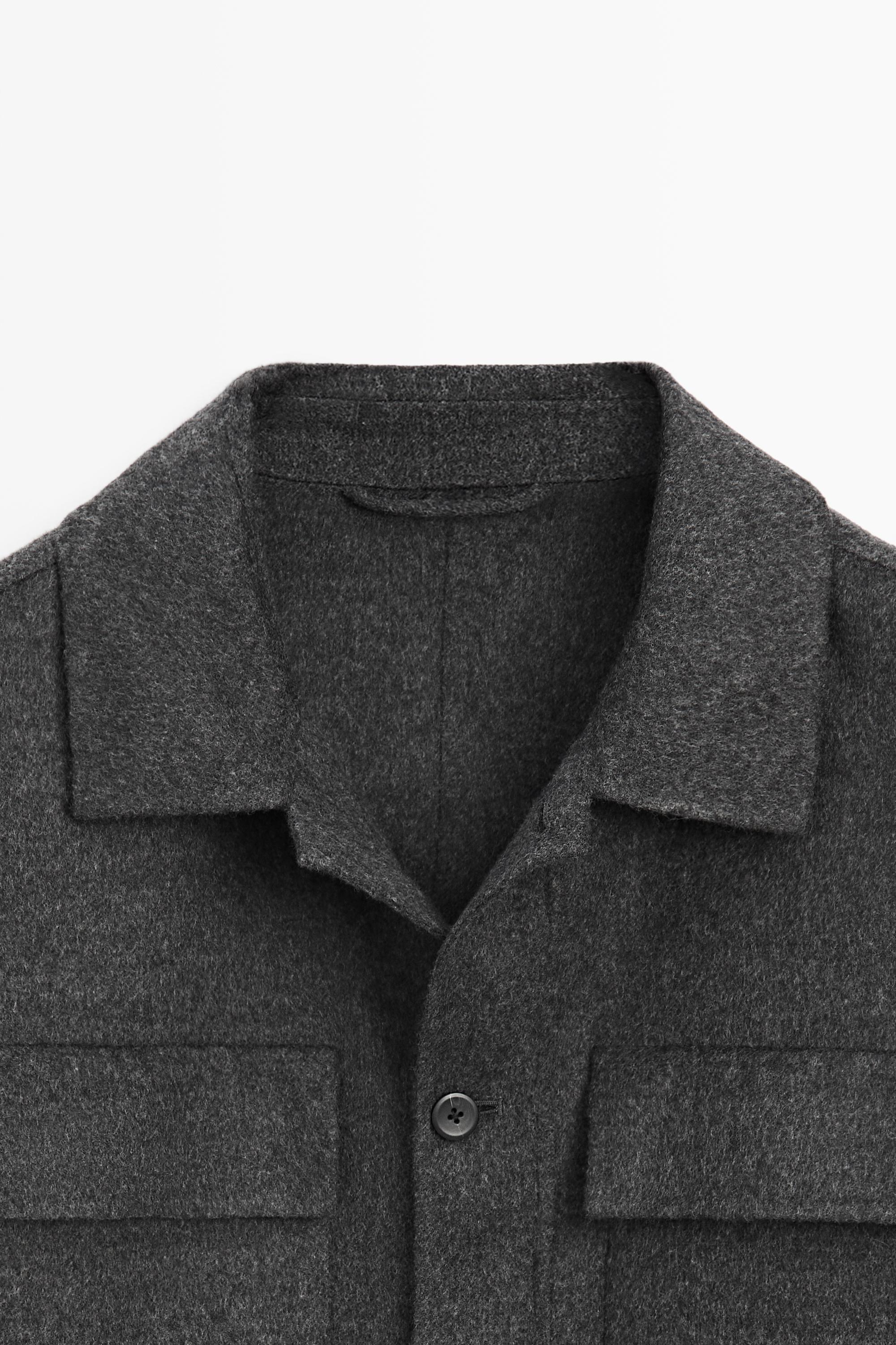 Wool blend overshirt with pocket detail