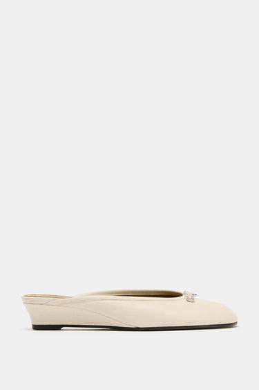 WEDGE SLINGBACK BALLET FLATS - White by Zara