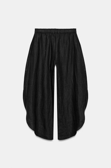 PANTALÓN LINO ABERTURAS ZW COLLECTION - Negro de Zara