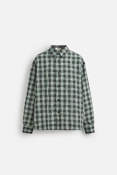 CREASED-EFFECT CHECK SHIRT - Green / Blue by Zara - Image 7