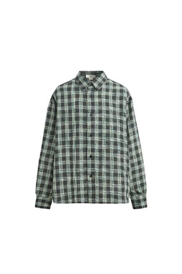 CAMISA CUADROS EFECTO ARRUGADO - Verde / Azul de Zara - Imagen 0