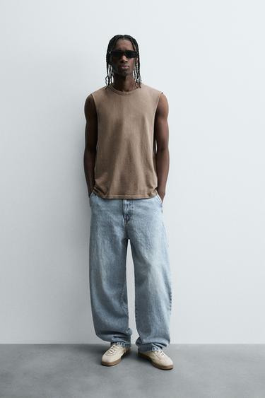 CAMISETA TANK RELAXED FIT - Marrón de Zara - Imagen 0