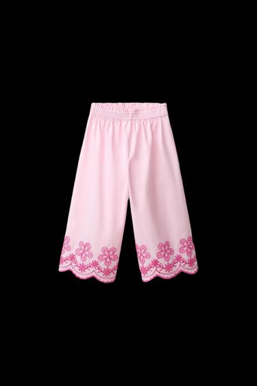 EMBROIDERED FLORAL CULOTTES - Pink by Zara - Image 0