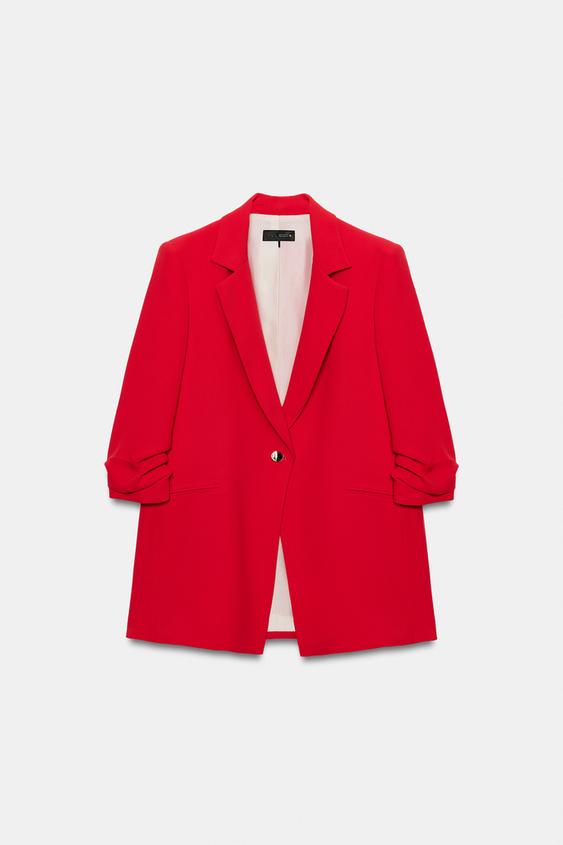 BLAZER MANGA DRAPEADA - Rojo de Zara - Imagen 0