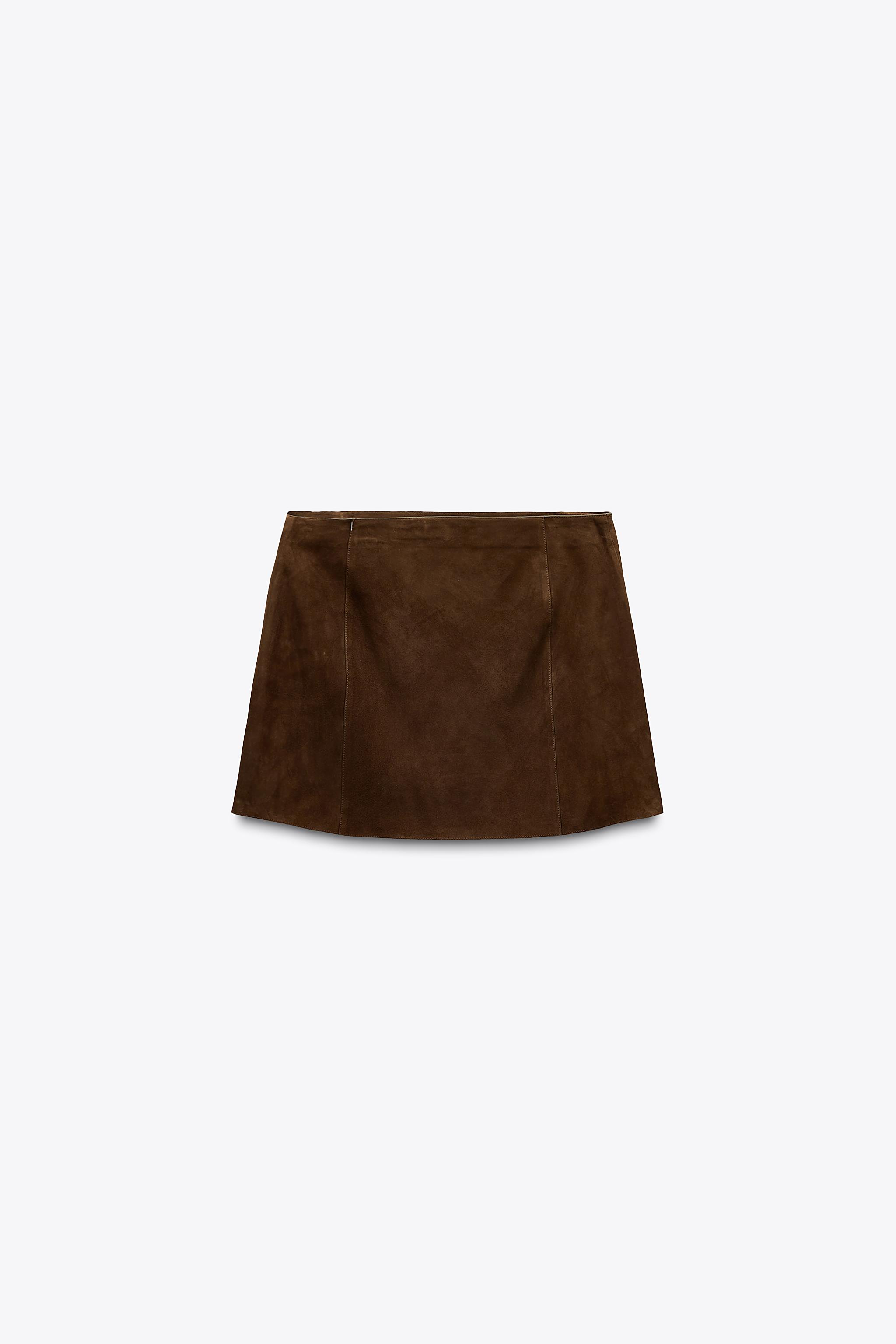 SUEDE LEATHER MINI SKIRT ZW COLLECTION - Brown | ZARA United