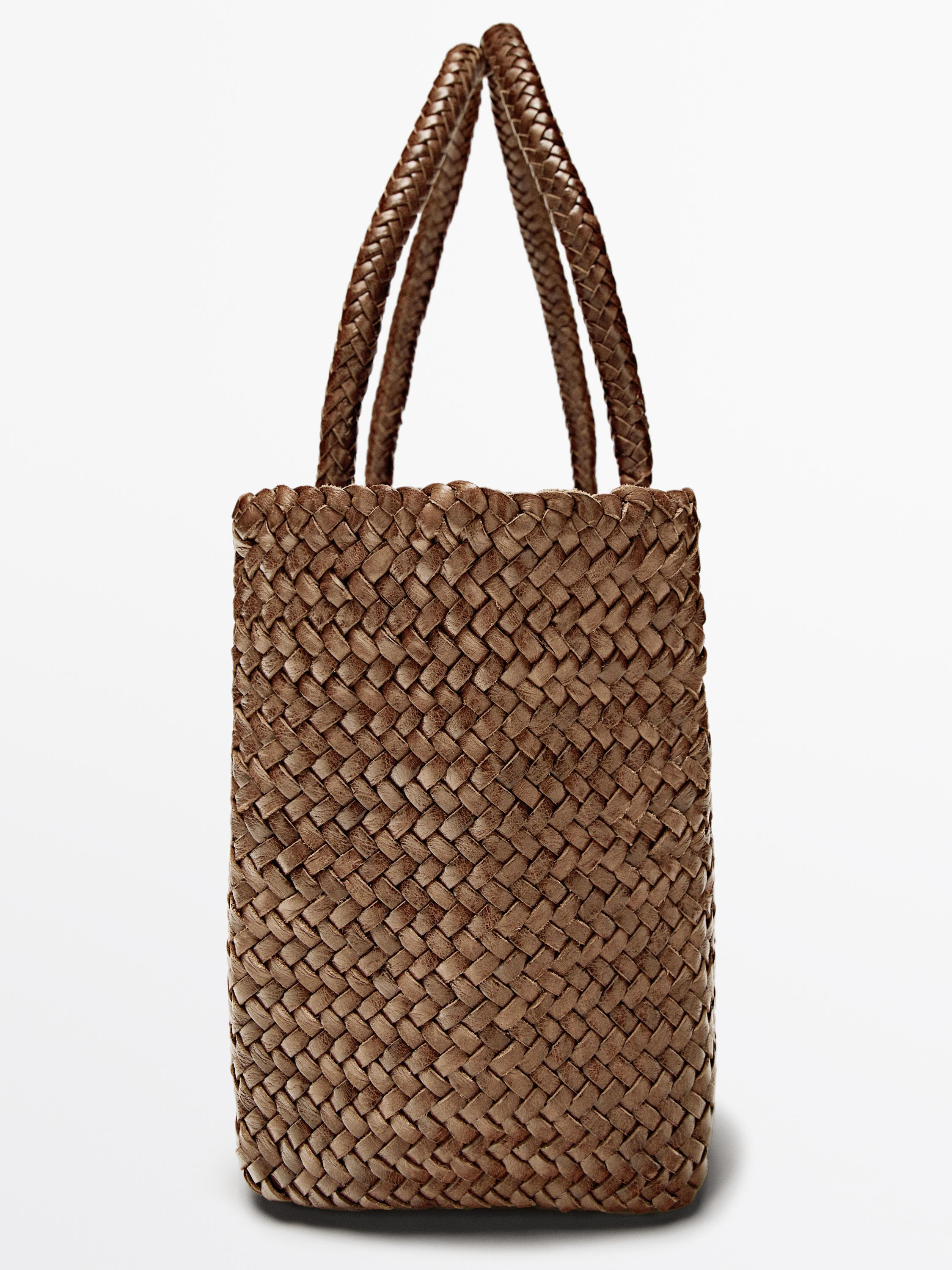 Tote bag tressé en cuir nappa