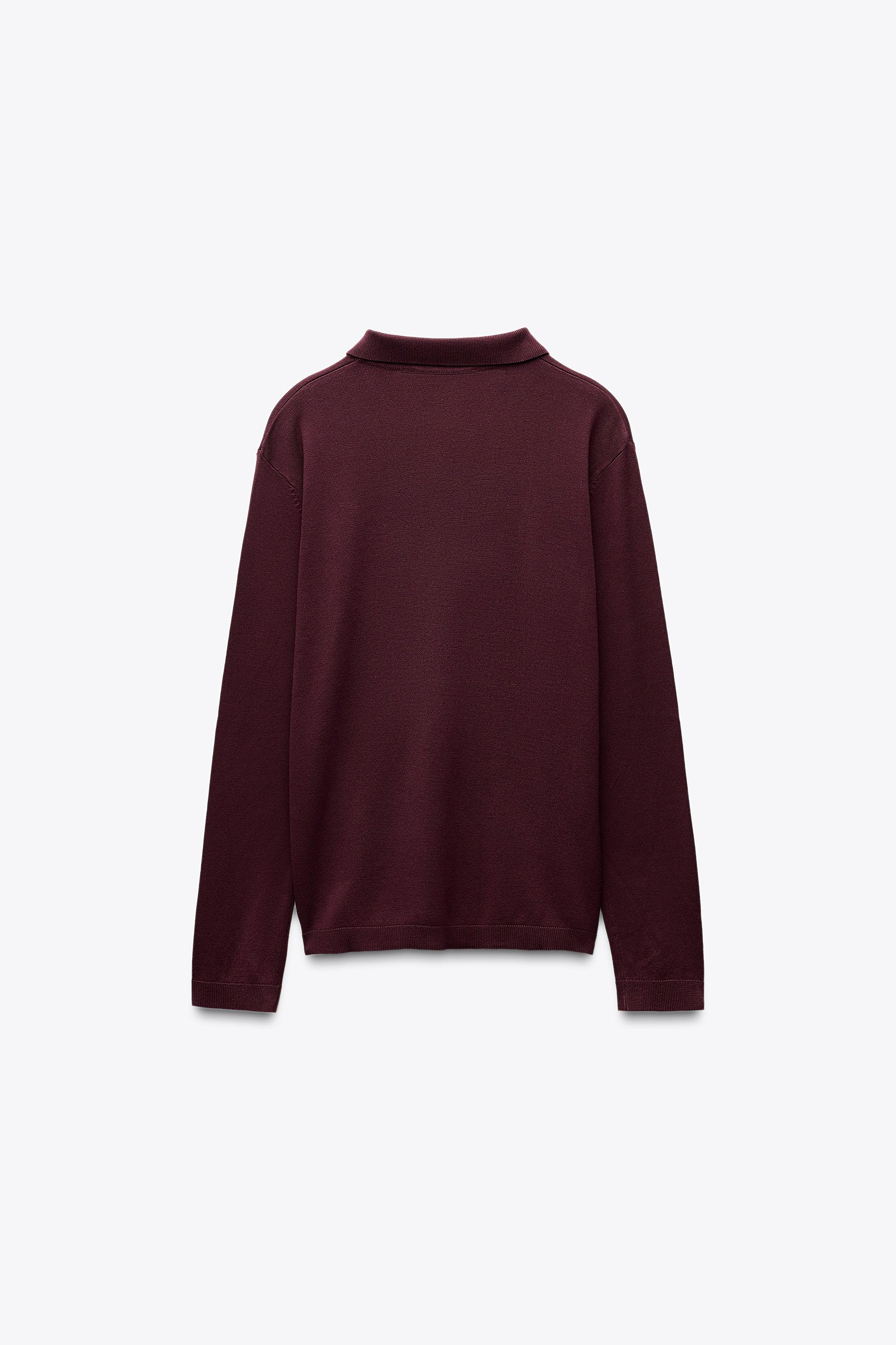 BASIC KNIT POLO TOP - Wine | ZARA United States