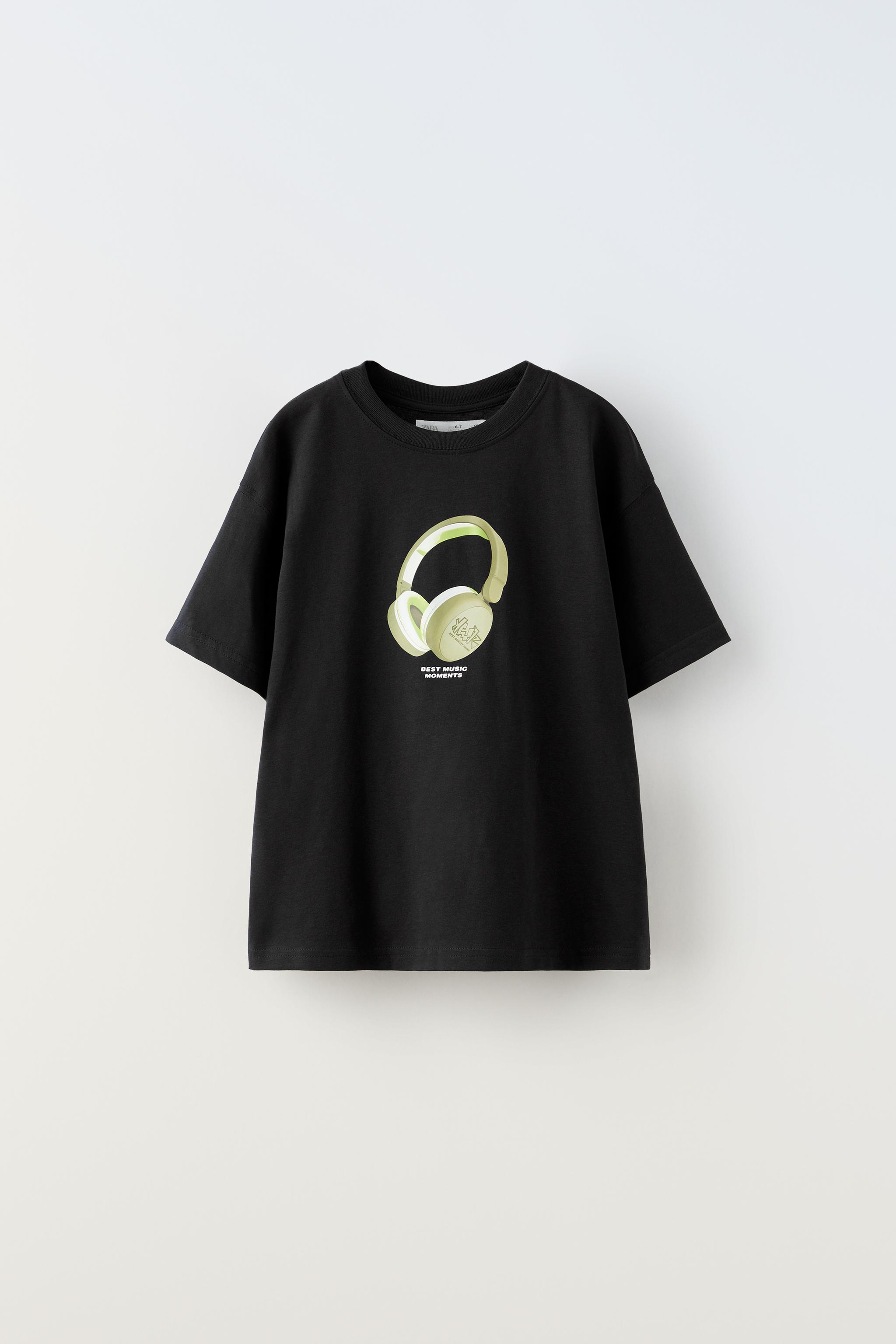 T SHIRT WITH HEADPHONES Black ZARA Australia