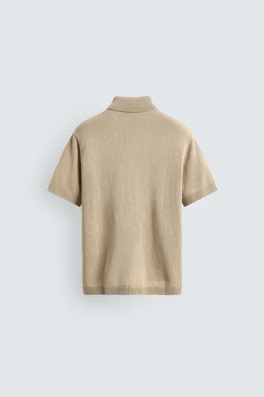 CHEMISE EN MAILLE COUPE DÉCONTRACTÉE - Beige clair de Zara - Image 7