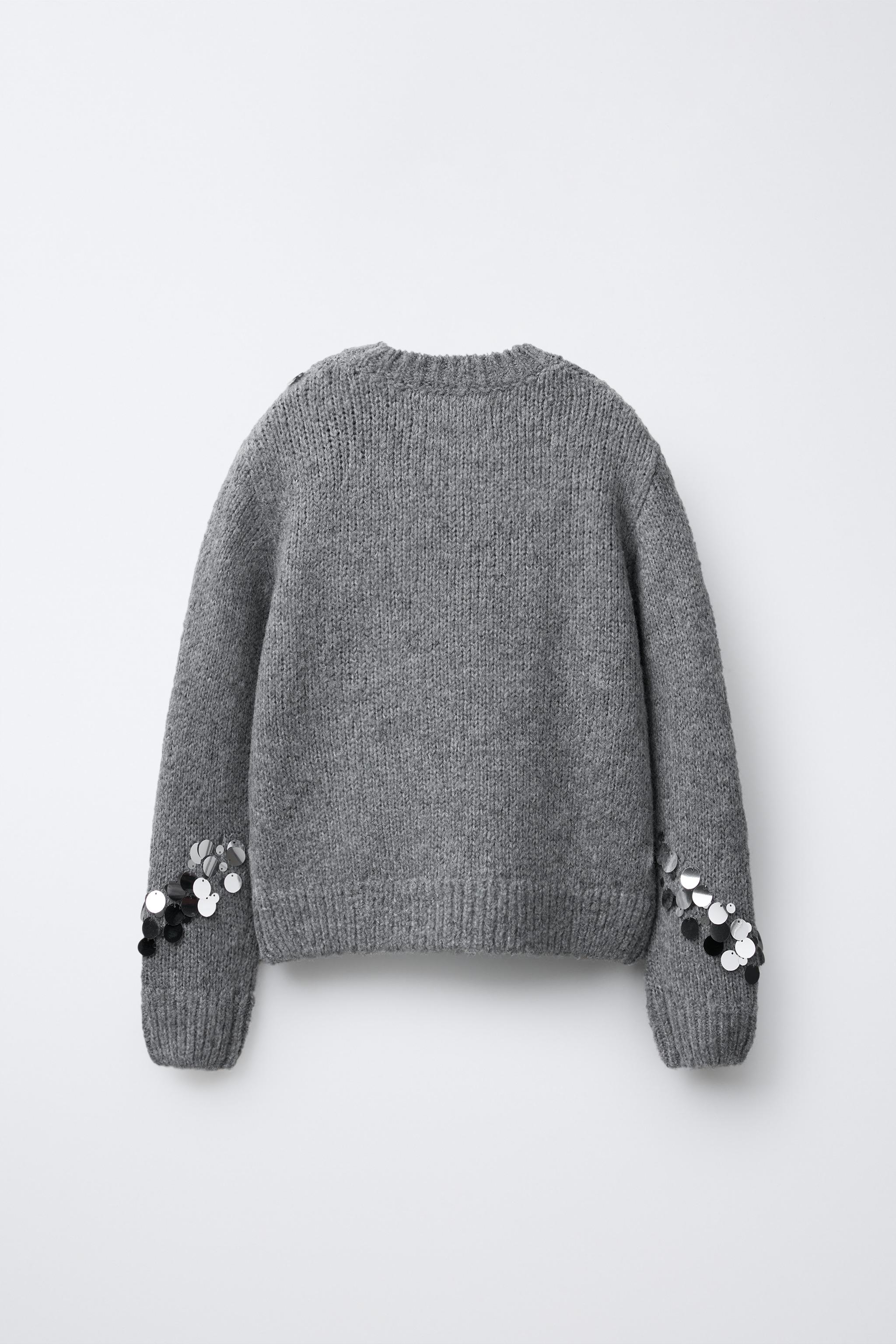 SEQUIN KNIT JUMPER - Mid-gray | ZARA United States