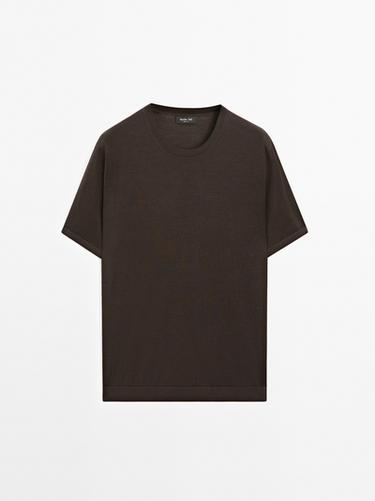 Zara Short sleeve knit wool blend T-shirt - Brown