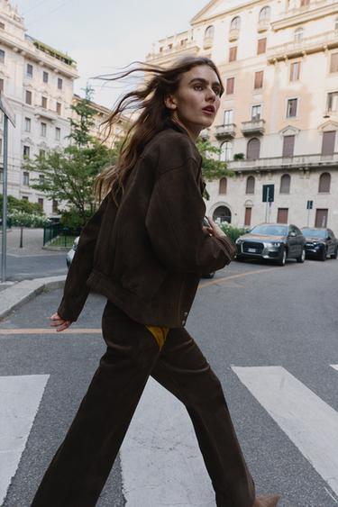 BLOUSON BOMBER OVERSIZE EFFET DAIM - Marron chocolat de Zara - Image 6