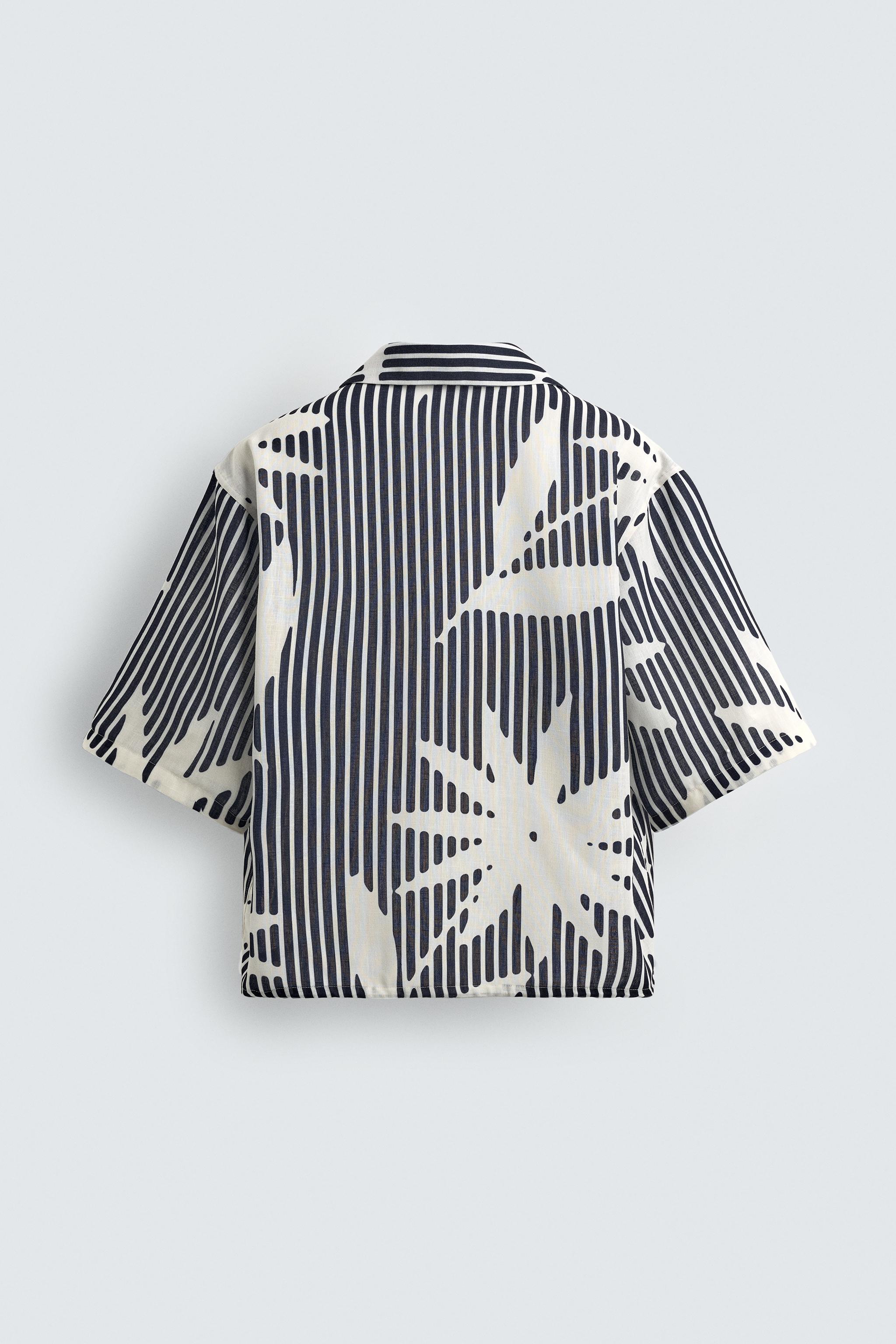 ボクシーフィットストライプシャツ - ダークネイビーブルー | ZARA