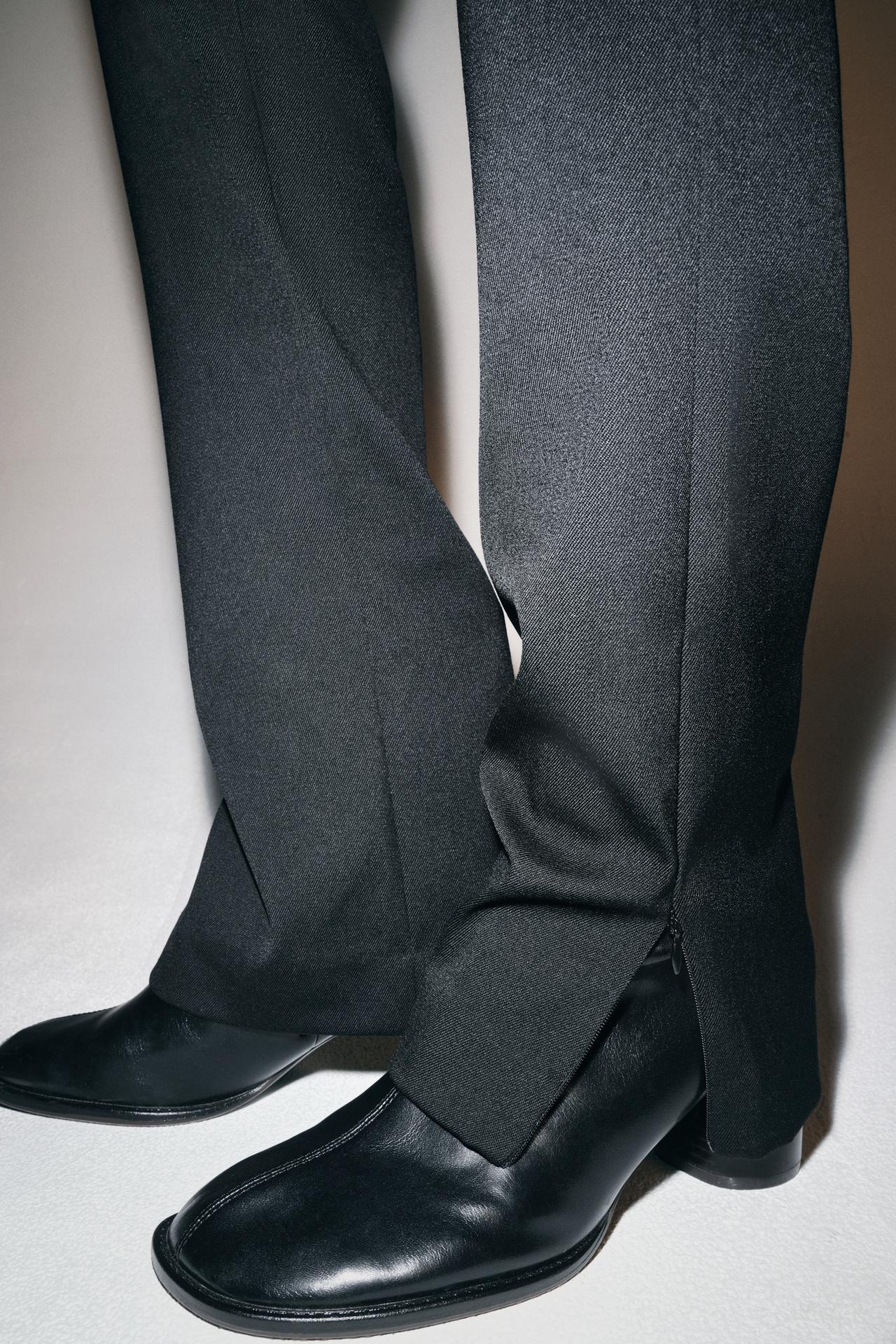 ZW COLLECTION WOOL STRAIGHT PANTS — Black