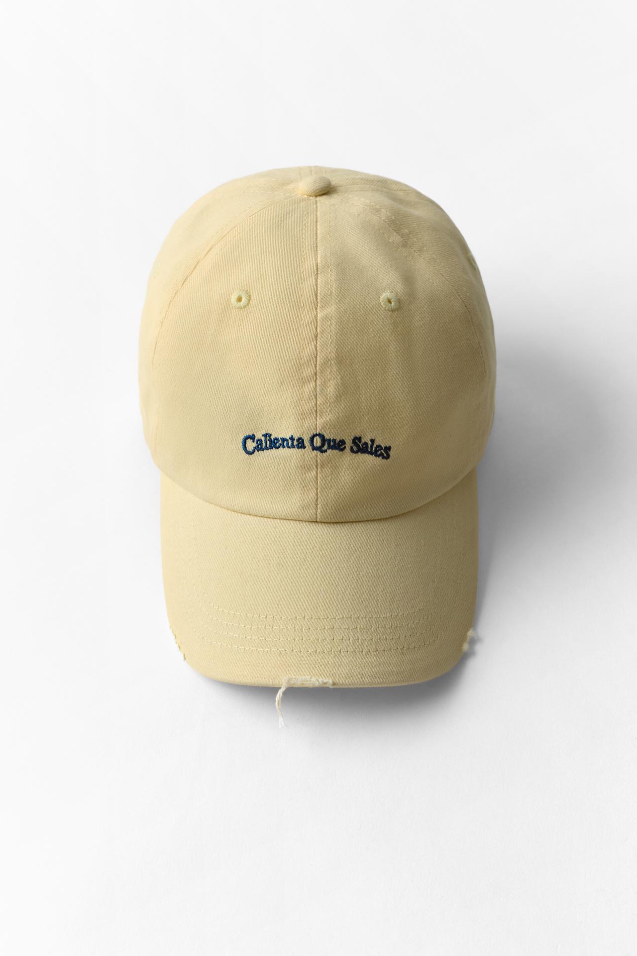 EMBROIDERED TEXT TWILL CAP — Yellow
