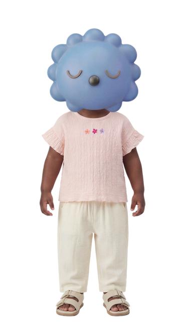 ФУТБОЛКА С ЦВЕТОЧНОЙ ВЫШИВКОЙ — Персиковый от Zara