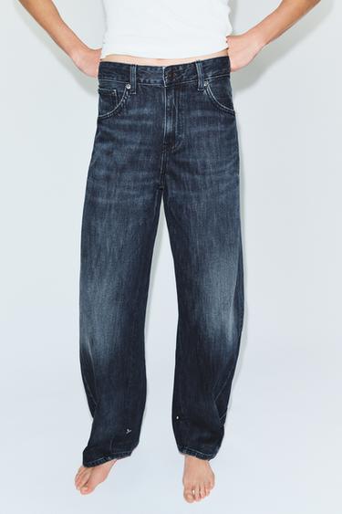 TRF BALLOON MID-WAIST JEANS WITH BELT LOOPS - Indigo by Zara - Image 1