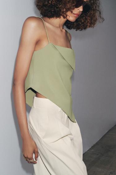 TOP ASYMÉTRIQUE CRÊPE - Vert clair de Zara - Image 1