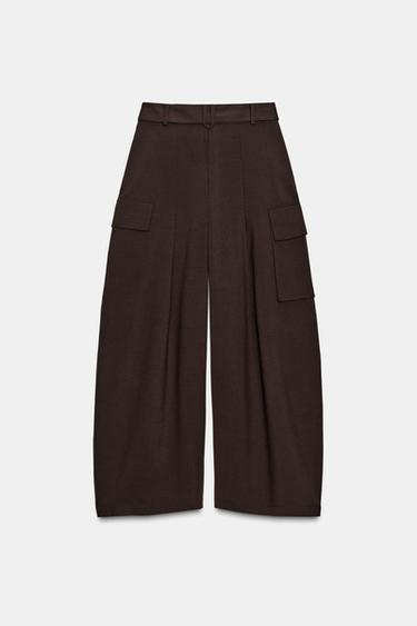 PANTALON CARGO À PINCES ZW COLLECTION - Marron de Zara - Image 6