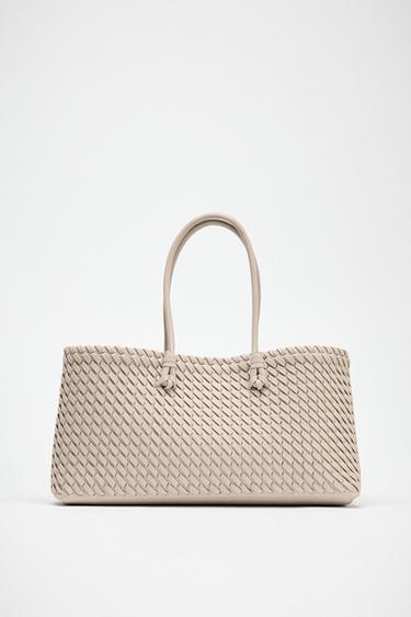 BRAIDED OBLONG TOTE BAG - Ecru by Zara