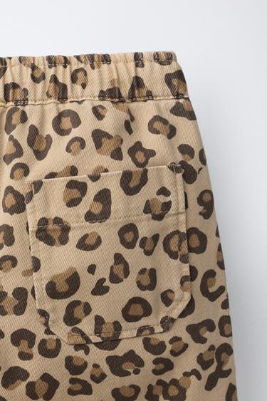 ANIMAL PRINT TWILL BERMUDA SHORTS - camel by Zara - Image 3