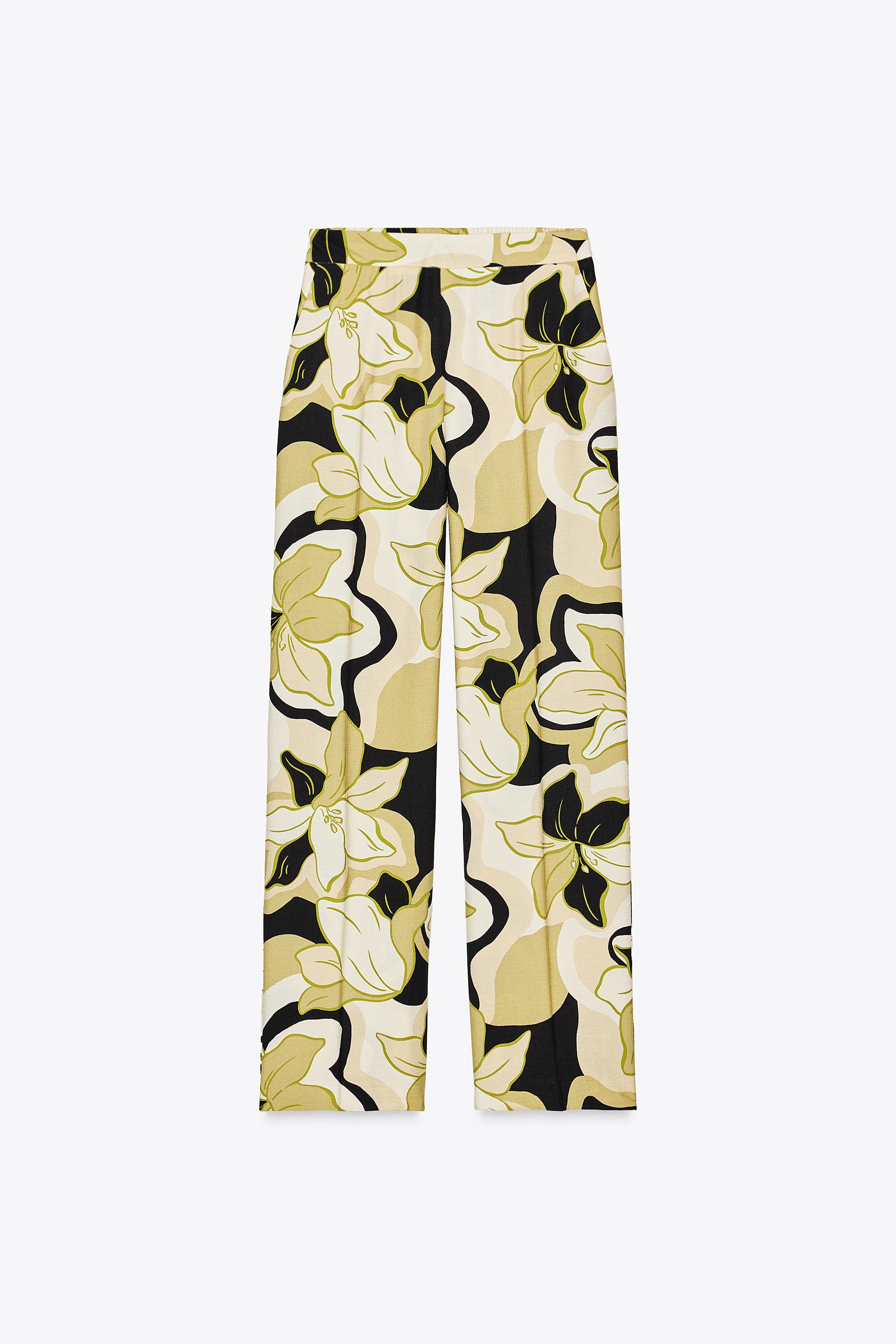 ☆ドイツ発*ZARA*新作*プリントワイドパンツ/YN☆ プリント柄ワイドレッグパンツ - マルチカラ― | ZARA Japan / 日本