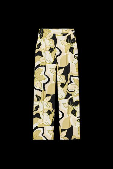 Zara PRINTED WIDE-LEG PANTS - Multicolored - Image 0