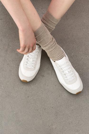 DERBY TRAINERS WITH HEEL DETAIL - White by Zara