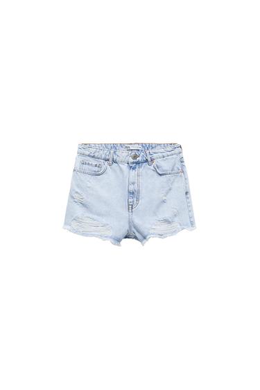 Z1975 SNOW WASH HIGH RISE DENIM SHORTS
