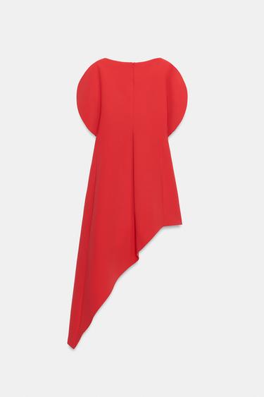 ZW COLLECTION ASYMMETRIC MIDI DRESS - Bright red by Zara - Image 6