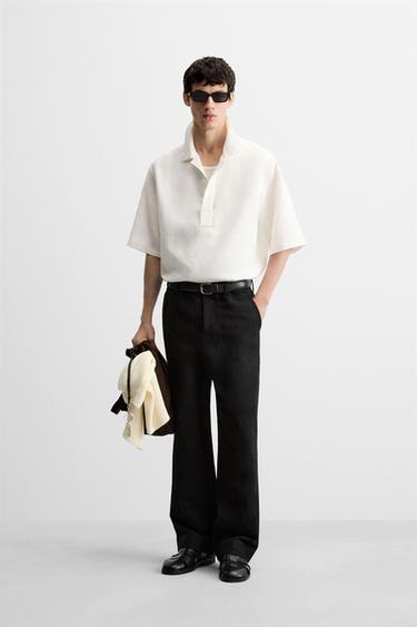 Zara 100% LINEN POLO SHIRT - White - Image 0