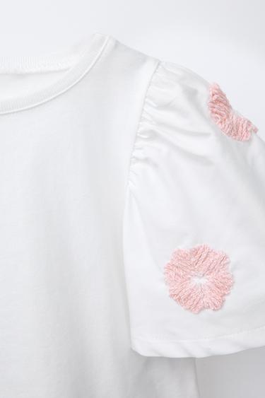 BLOUSE EN MATIÈRES VARIÉES FLEURS BRODÉES - Blanc de Zara - Image 2