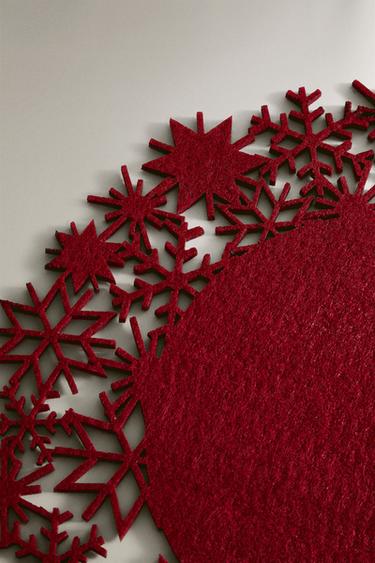 CHRISTMAS SNOWFLAKE FELT PLACEMAT - Red by Zara - Image 2