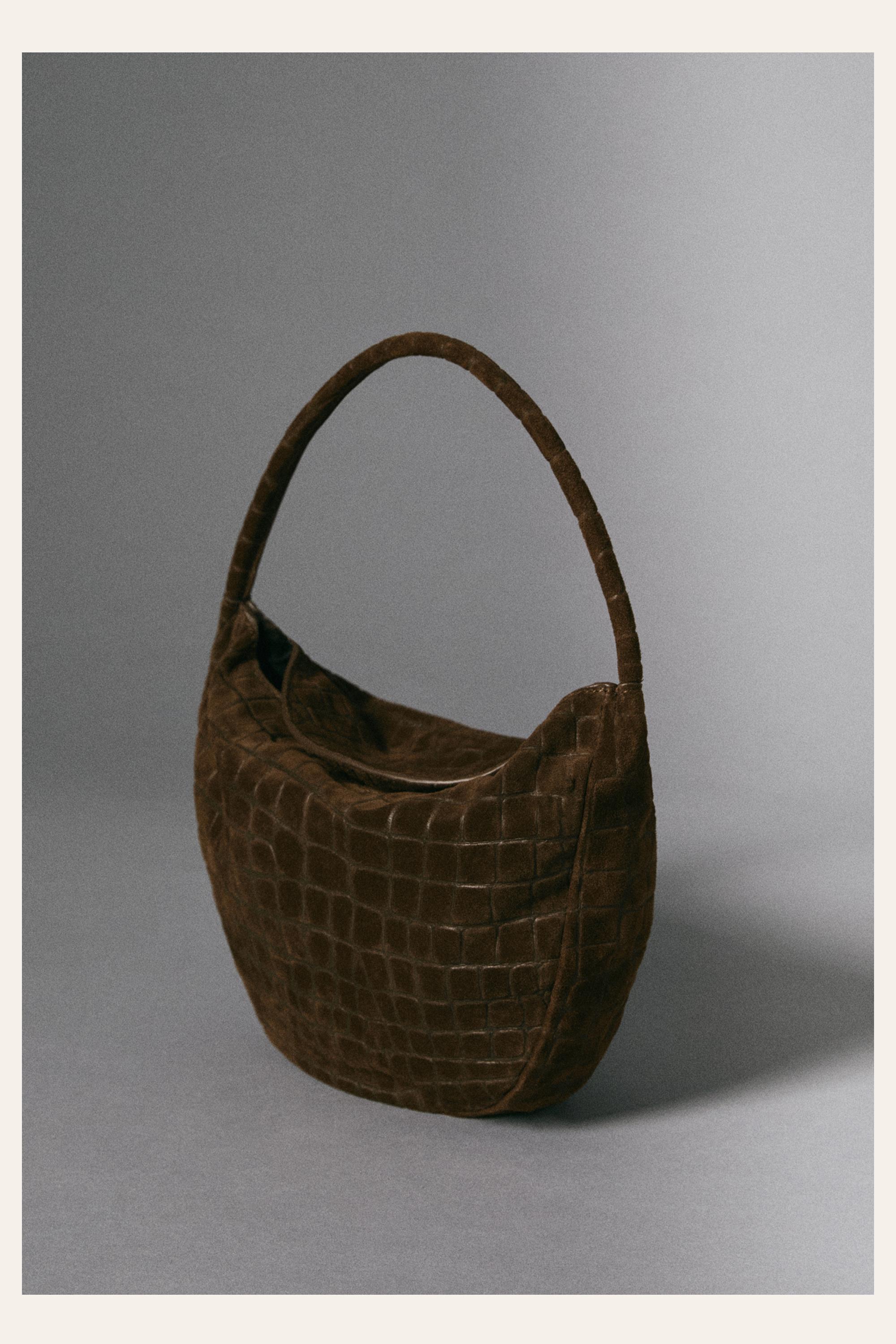 Split suede leather slouchy mini bag — Leather