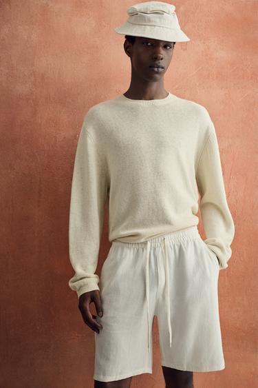 БЕРМУДЫ RELAXED FIT ИЗ ВИСКОЗЫ И ЛЬНА — БЕЛЫЙ от Zara