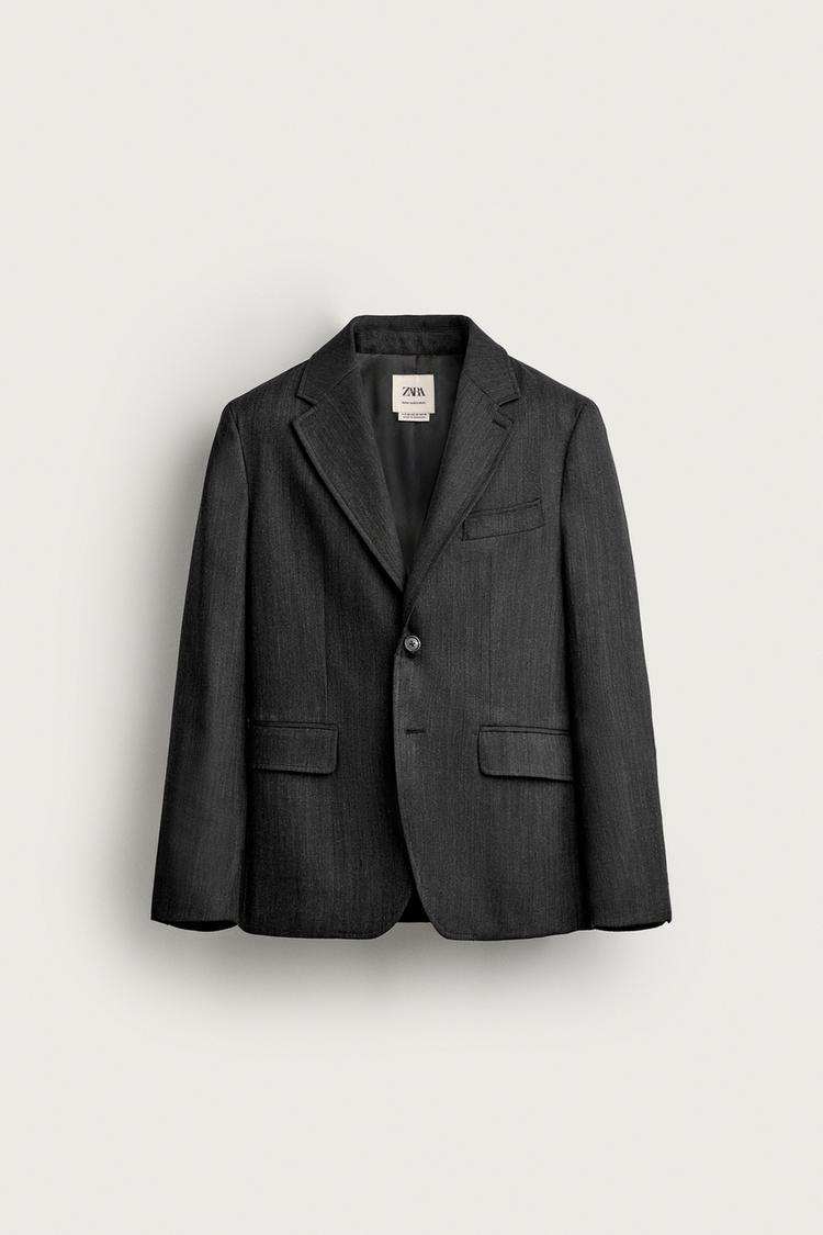 100% WOOL REGULAR-FIT SUIT BLAZER — Anthracite Gray