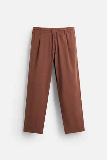 PANTALON EN POPELINE À PLIS - Tuile de Zara - Image 5