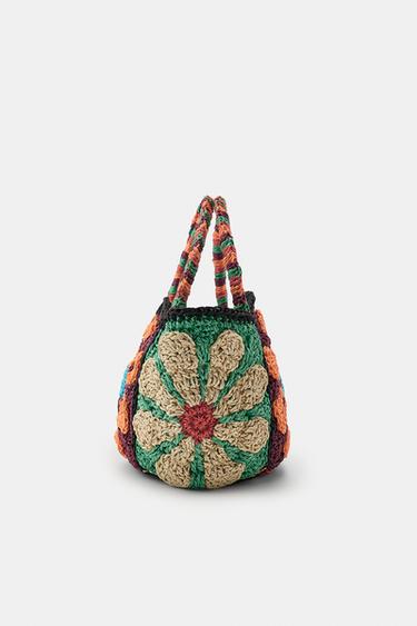 CONTRAST MINI BASKET BAG WITH FLORAL EMBROIDERY - Multicoloured by Zara - Image 4