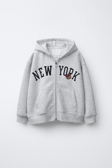 SWEATSHIRT MIT REISSVERSCHLUSS UND SCHRIFTZUG - Grau meliert von Zara