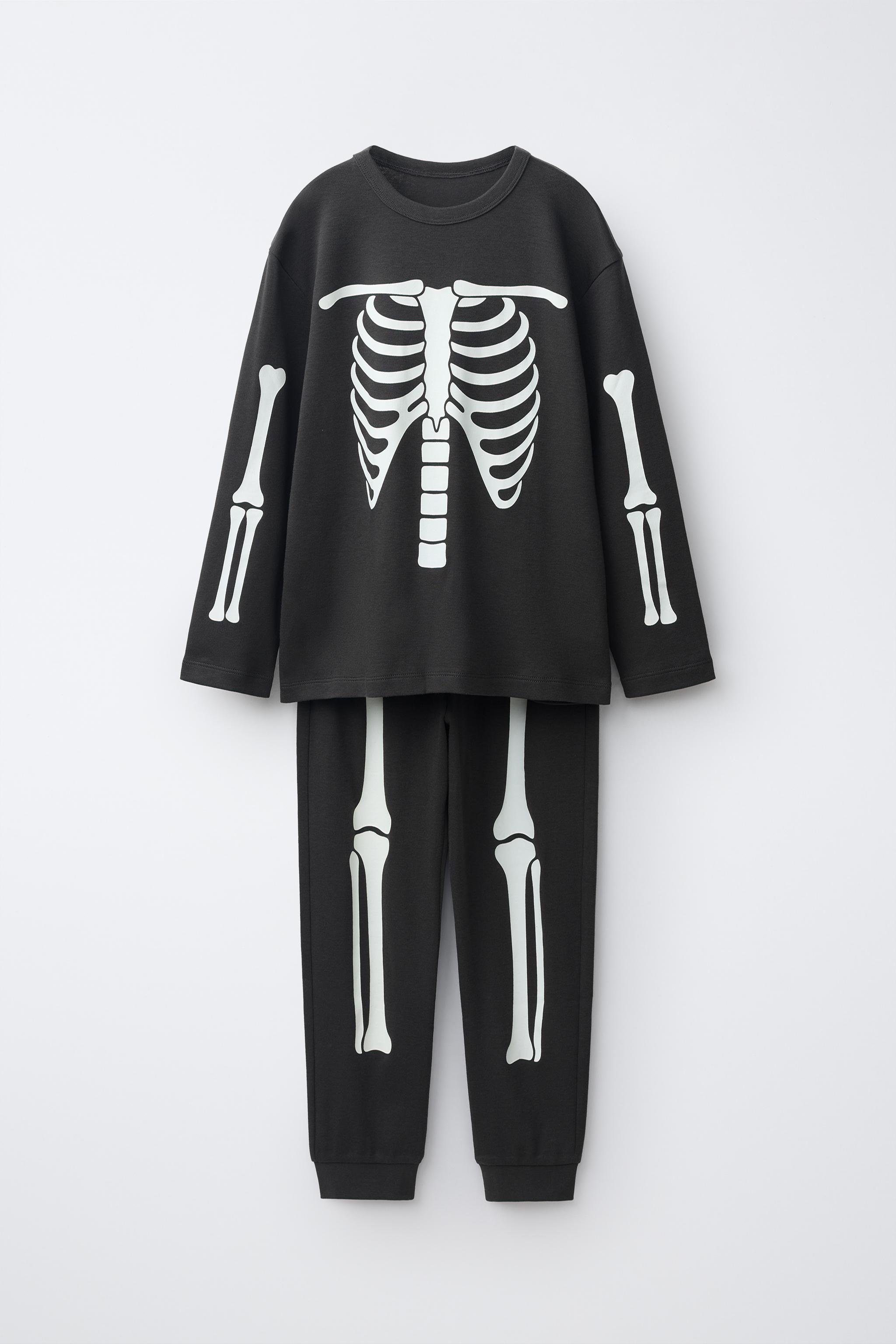 6-14 YEARS/ GLOW-IN-THE-DARK SKELETON PYJAMAS