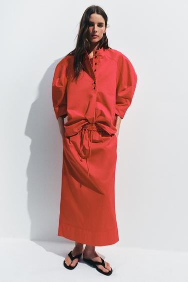 CHEMISE À MANCHES BOUFFANTES ZW COLLECTION - Rouge de Zara - Image 0