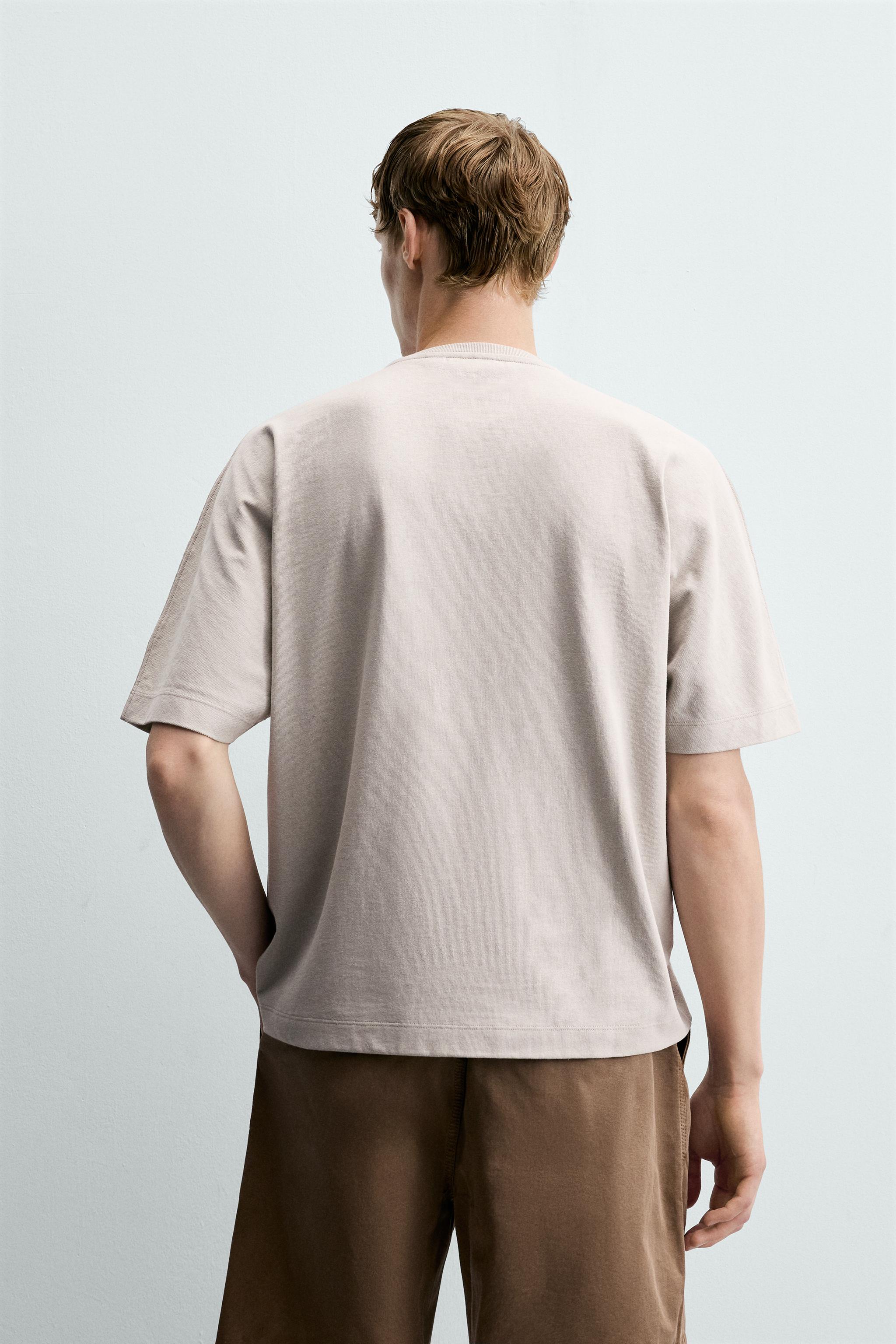 Мужские футболки Zara HEAVYWEIGHT BOXY FIT T-SHIRT — фото 3