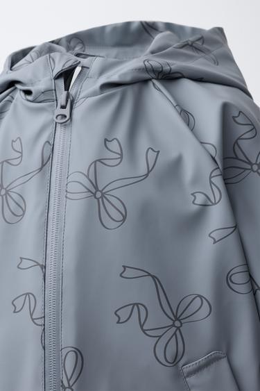 WATER-RESISTANT PRINTED RUBBERISED RAINCOAT - Mid-blue by Zara - Image 4