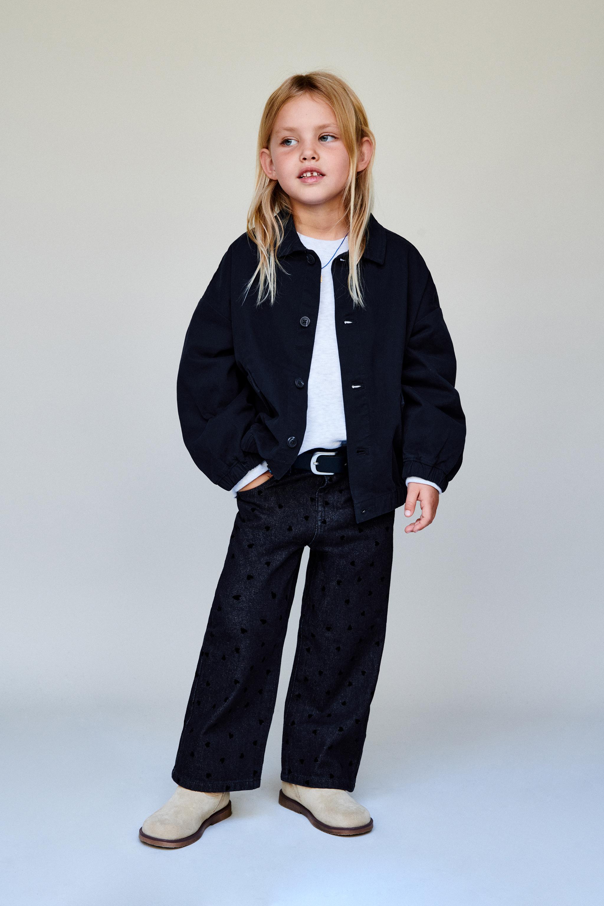 FLOCKED HEART WIDE LEG JEANS