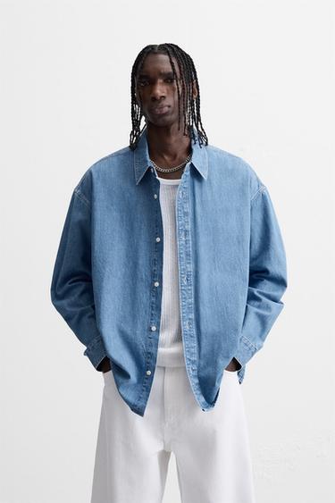 CAMISA DENIM - Azul-médio da Zara