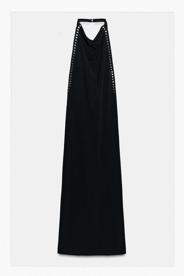 STUDDED HALTER DRESS - Black by Zara