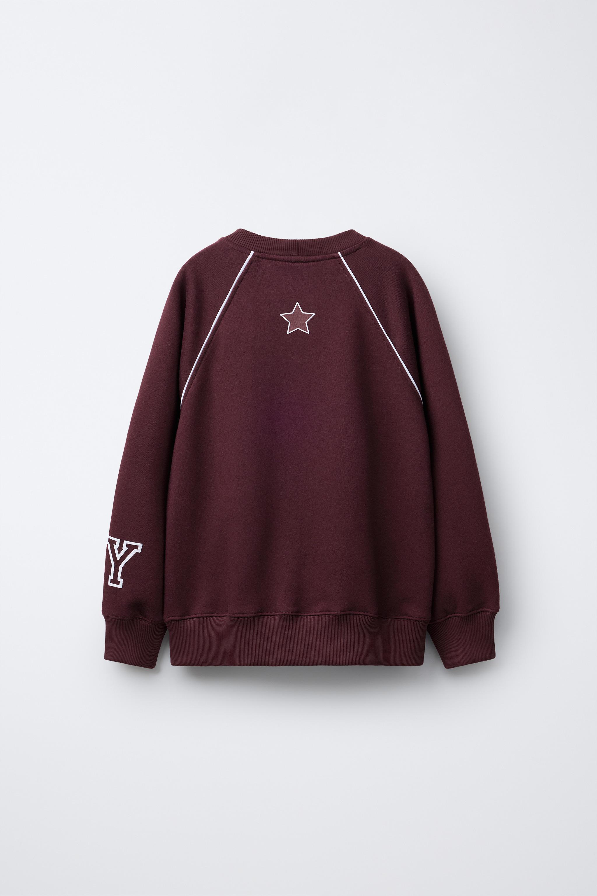 【/r × LON】Two Side Sweatshirt #4 RAGLAN SLEEVE SWEATSHIRT WITH TEXT AND NUMBER - Dark burgundy