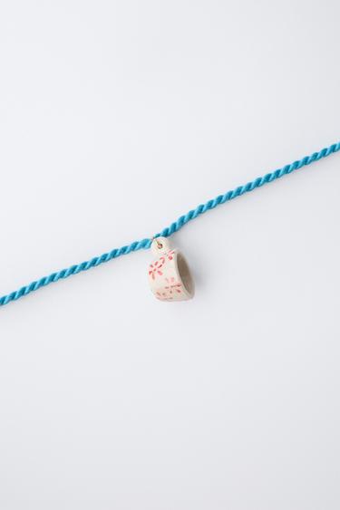Zara CERAMIC CUP CORD NECKLACE - Blue