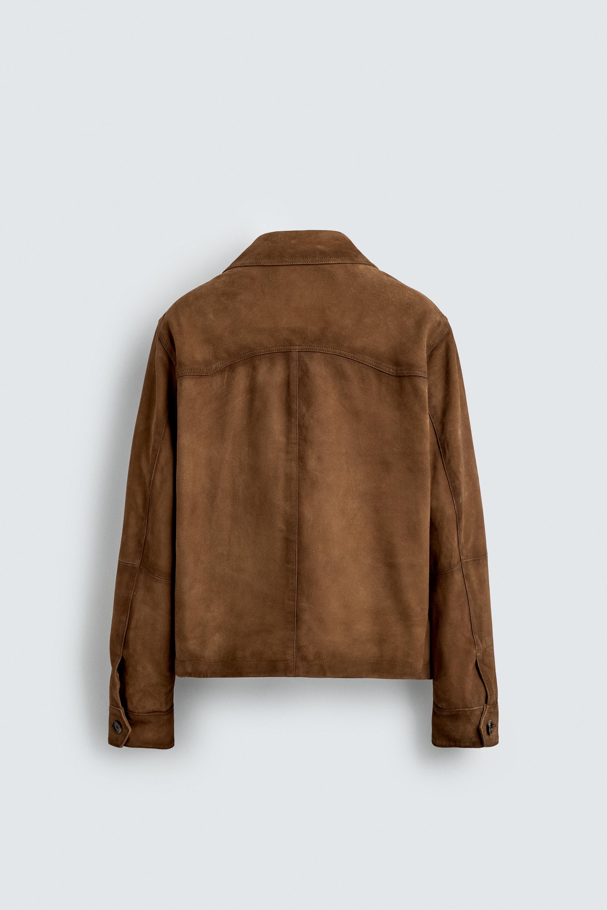 BLOUSON RELAXED EN CUIR ET DAIM